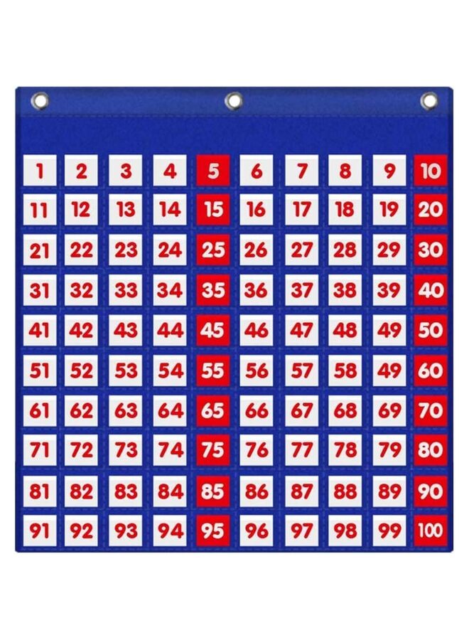 Hundreds Pocket Chart with 130 Number Cards, Number 1-100 Board Pocket Chart for Teacher Lessons in a Classroom or for Use at Home - Image 1