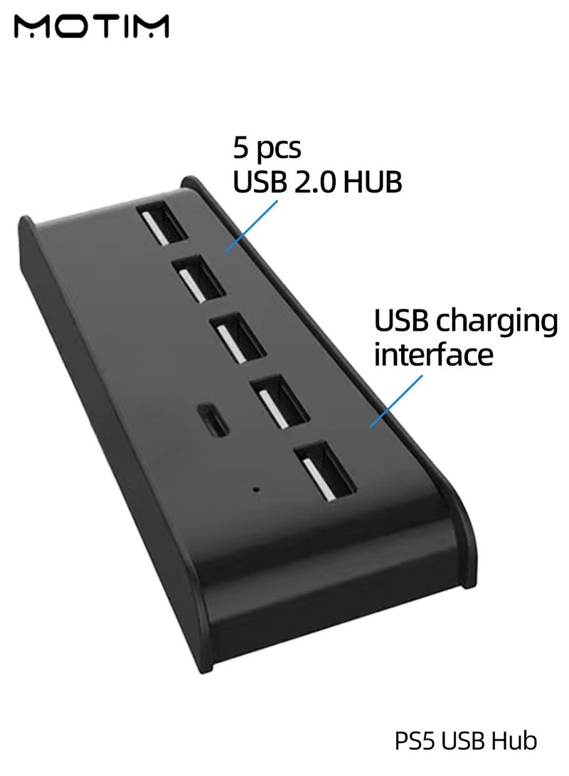 Motim 5 Port USB Hub for PS5, High Speed Transmission Multi Function Splitter, 4 High Speed USB 2.0 HUB and 1 USB Charging Port and 1 Type C Port Compatible with PS5  - Image 4