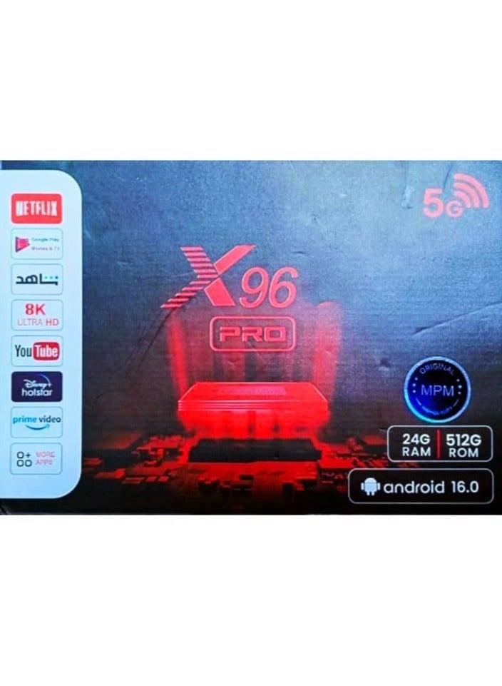جهاز X96 Pro أندرويد تي في بوكس بدقة 8K مع واي فاي 5G مشغل وسائط ذكي