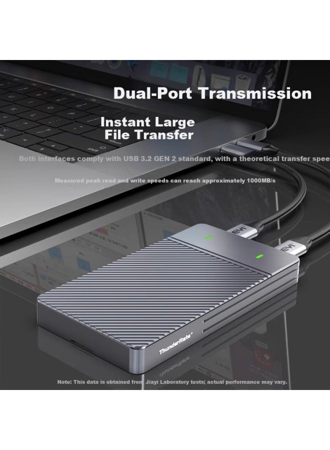 Jeyi M.2 Dual-bay Ssd Enclosure Nvme/sata Dual Protocol Type-c 3.2 Gen2 Portable Hard Drive Enclosure Full Aluminum Cnc Cooling For Laptop Apple Ps5 - Image 2
