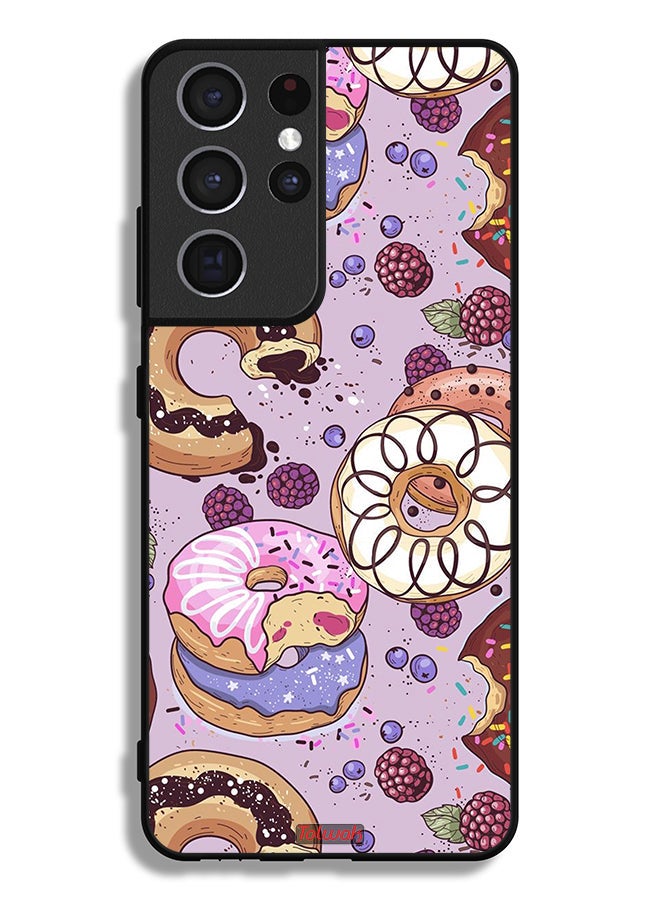 Tolwak Samsung Galaxy S21 Ultra 5G Protective Case Cover Donuts Art - Image 3