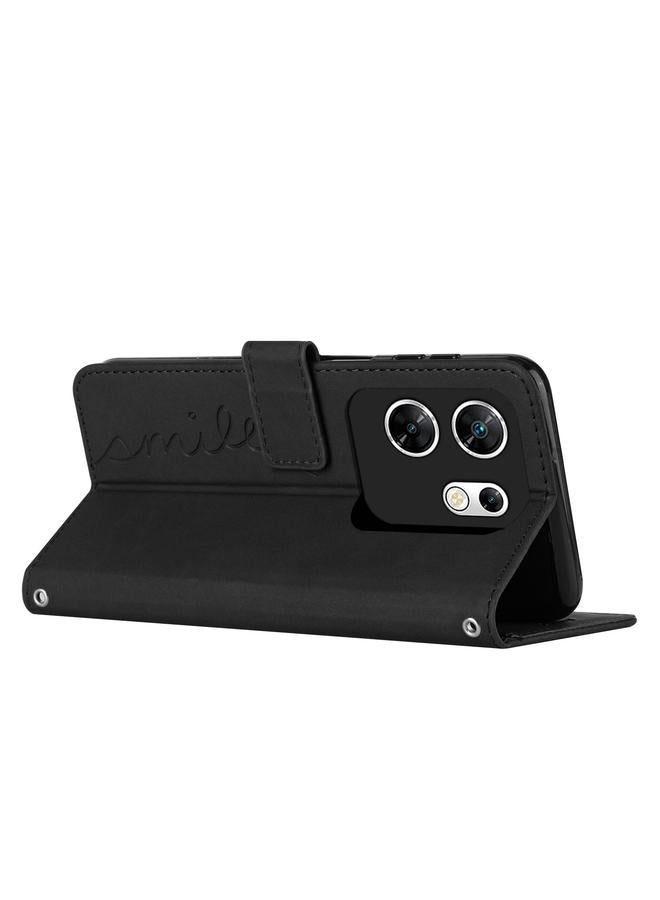 زبون جراب لهاتف Infinix Zero 30 4G مصنوع من الجلد المنقوش على شكل قلب مع حبل طويل - Image 4