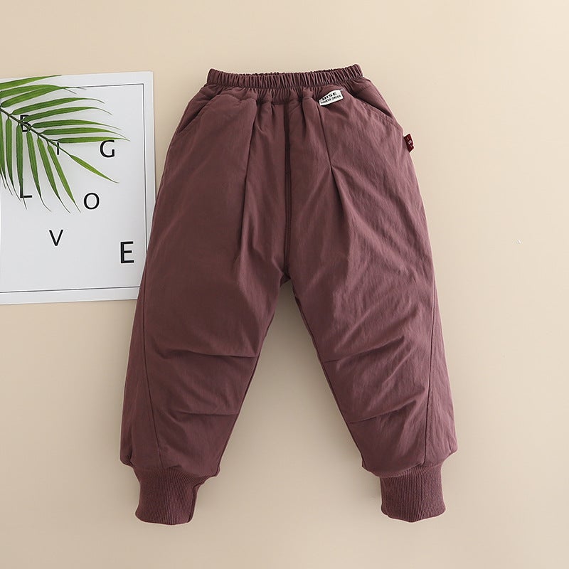 Children'S Fleece-Lined Pants Winter Men'S And Women'S Charge Pants Casual Pants Children'S And Children'S Baby'S Thickened Warm Pants Winter Wear - Image 1