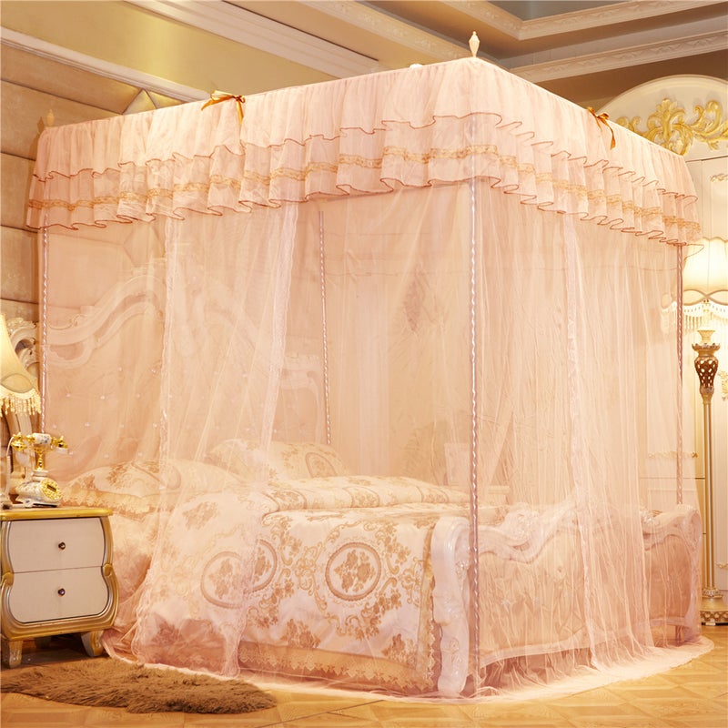 Three-Door Floor-Standing Palace Mosquito Net 1.35M1.5M 1.8M Encrypted Gauze Net Celebrity Mosquito Net Princess Style - Image 1