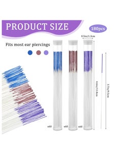 Moza 180 PCS Ear Hole Ear Care Kit Disposable Earrings Hole Cleaner Ear Piercing Care Cleaning Tool Ear Hole Cleaning Line Ear Piercing Cleaning Floss for Girls Women Men (Brown, Purple, Royal Blue)  - Image 2