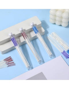 Moza 180 PCS Ear Hole Ear Care Kit Disposable Earrings Hole Cleaner Ear Piercing Care Cleaning Tool Ear Hole Cleaning Line Ear Piercing Cleaning Floss for Girls Women Men (Brown, Purple, Royal Blue)  - Image 3