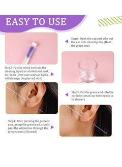Moza 180 PCS Ear Hole Ear Care Kit Disposable Earrings Hole Cleaner Ear Piercing Care Cleaning Tool Ear Hole Cleaning Line Ear Piercing Cleaning Floss for Girls Women Men (Brown, Purple, Royal Blue)  - Image 4