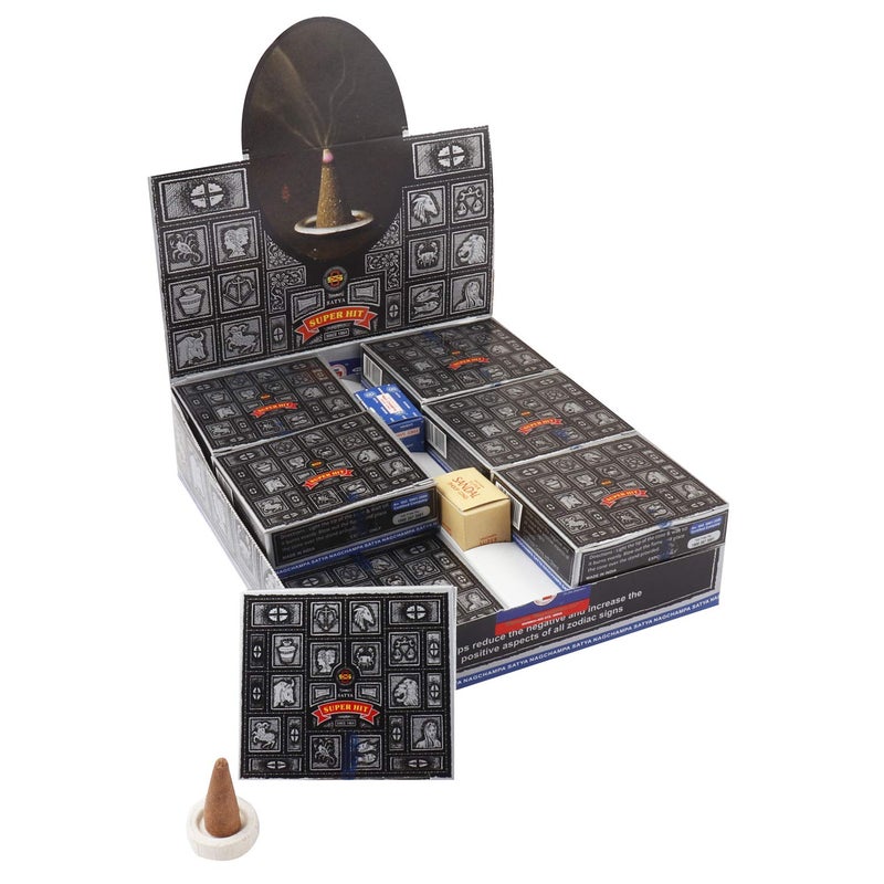 Satya Nag Champa Super Hit Temple Incense Cones Box | 12 Packs of 12 Cones Each in a Box | Export Quality - Image 1