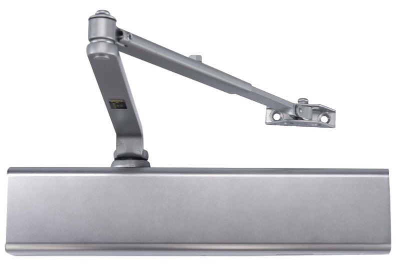 CLG HARDWARE Heavy Duty Commercial Door Closer DC8016 Slim Line Surface Mounted Grade 1 ADA UL 3 Hour Fire Rated Adjustable Size 16 for Entrances Aluminum Storefronts US26D Aluminum
