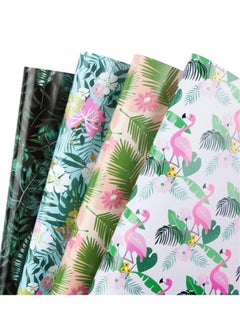 KASTWAVE Wrapping Paper Sheets - Gift Wrapping, Tropical Rainforest Theme Perfect for Holiday,Birthday,Congrats, Party, Baby Shower - 4 Folded Sheets - 20 inch X 30 inch  - Image 1