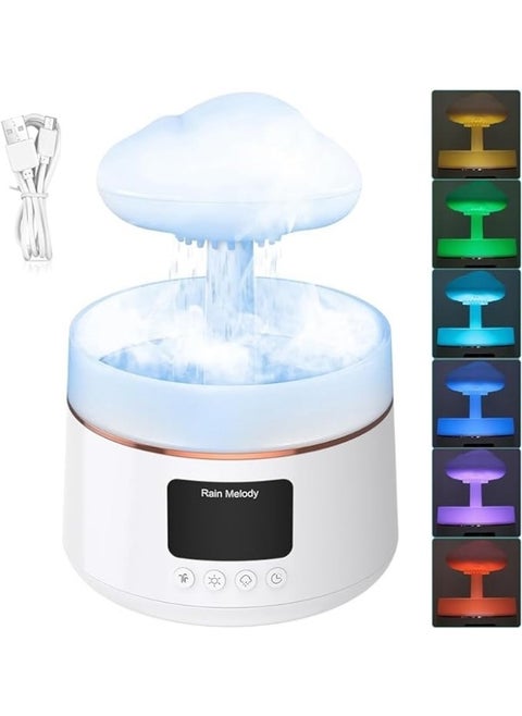 Rain Cloud Humidifier Water Drip, 2 in 1 Rain Cloud Diffuser, Rain Drop Humidifier, Mushroom Aromatherapy Essential Oil Diffuser with 7 Colors, Waterless Auto-Off