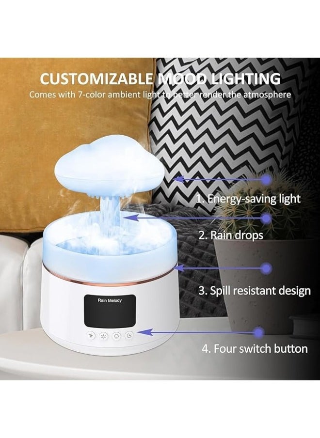Rain Cloud Humidifier Water Drip, 2 in 1 Rain Cloud Diffuser, Rain Drop Humidifier, Mushroom Aromatherapy Essential Oil Diffuser with 7 Colors, Waterless Auto-Off