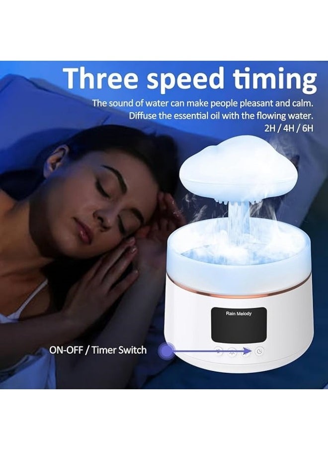 Rain Cloud Humidifier Water Drip, 2 in 1 Rain Cloud Diffuser, Rain Drop Humidifier, Mushroom Aromatherapy Essential Oil Diffuser with 7 Colors, Waterless Auto-Off