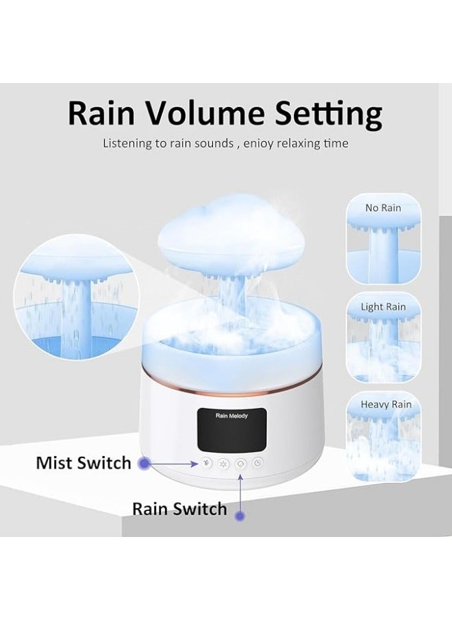 Rain Cloud Humidifier Water Drip, 2 in 1 Rain Cloud Diffuser, Rain Drop Humidifier, Mushroom Aromatherapy Essential Oil Diffuser with 7 Colors, Waterless Auto-Off