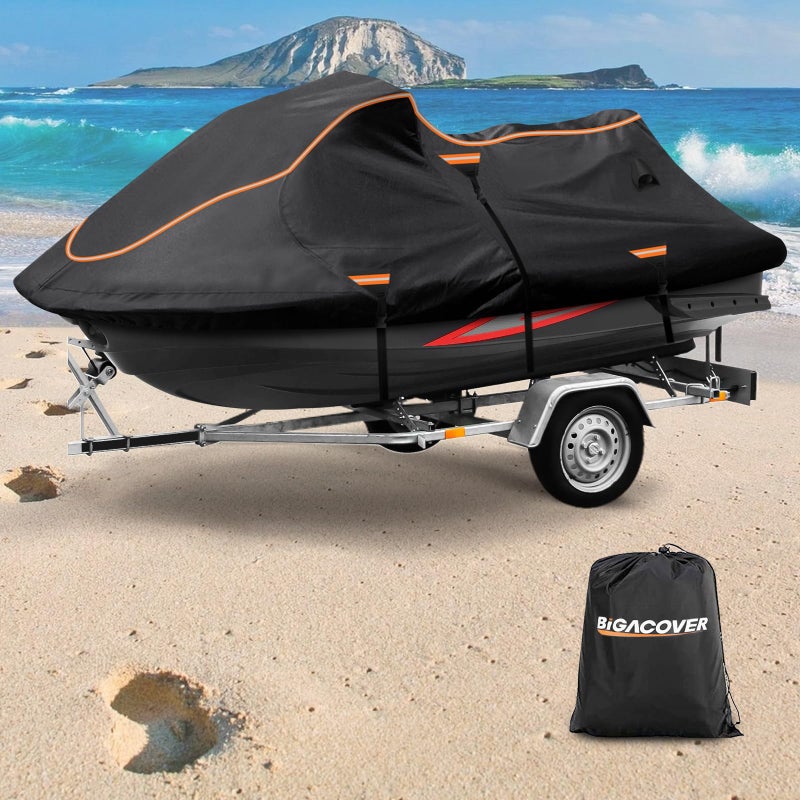 Jet Ski Cover Fits from 120135 13 Seater 300D Duty Oxford PU Waterproof UV Proof Trailerable Jet Ski Covers Universal Fit Compatible with Yamaha SeaDoo and Kawa Models