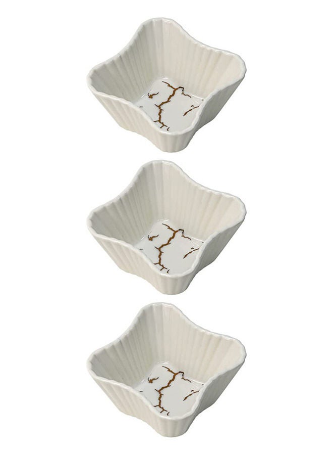 AKDC AKDC Ceramic Snack Dish Set of 3 Pieces Whiteware Crème Ramekins  - Image 1
