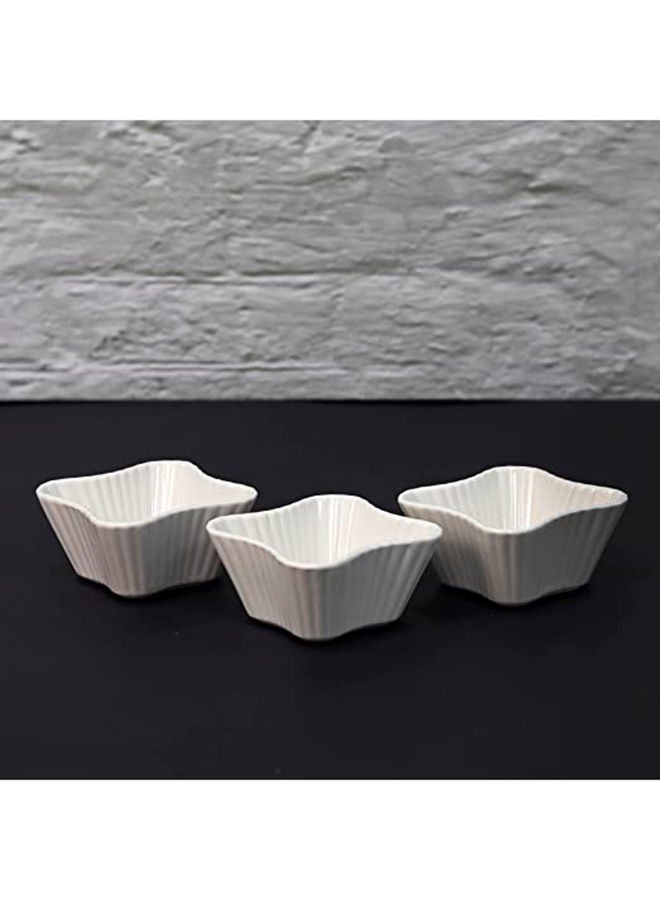 AKDC AKDC Ceramic Snack Dish Set of 3 Pieces Whiteware Crème Ramekins  - Image 2
