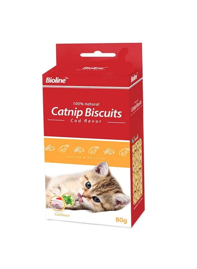 Bioline Catnip Biscuits 80g[Flavor - Cod Flavor] - Image 1