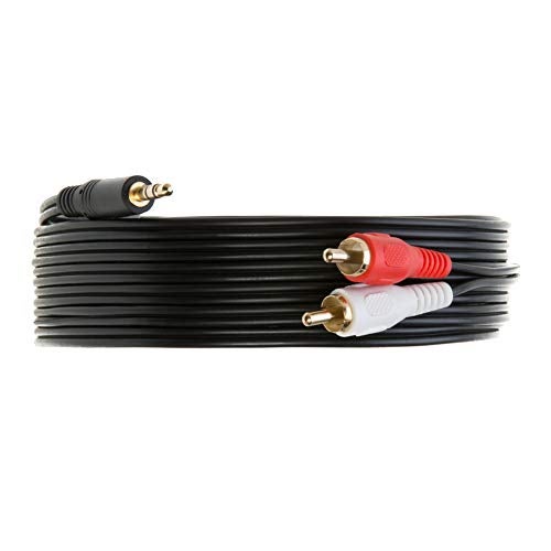 WireZee 3.5mm Male Audio to 2 RCA Stereo Cable 6ft, 10ft, 12ft, 15ft, 25FT (12FT) - Image 3
