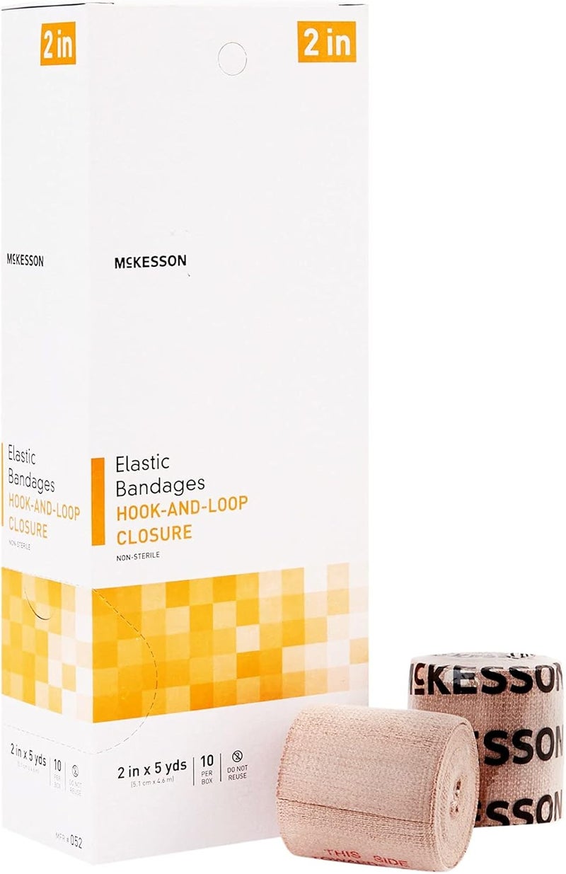 McKesson Elastic Bandage with Hook and Loop Closure LatexFree Compression Bandage 2 in x 5 yd 10 Count 5 Packs 50 Total - Image 1
