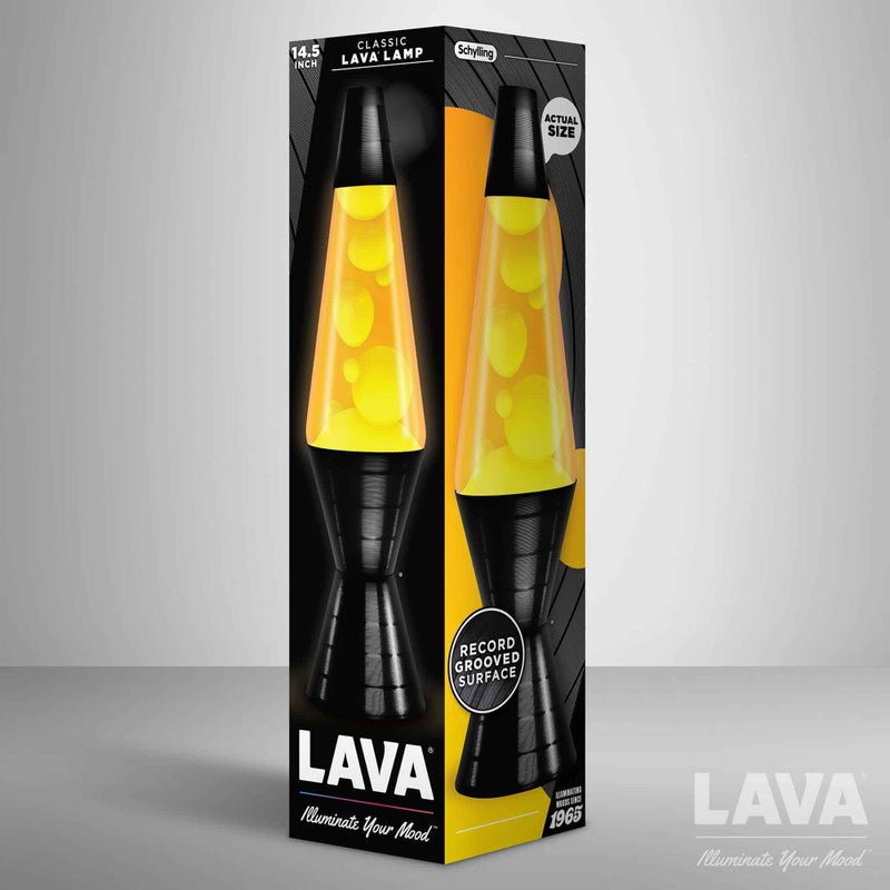 LavaÂ® Lamp - 14.5'' Vinyl Record Grooved Base - The Original Motion Light - Yellow Wax and Orange Liquid - Item #2017 - Image 3
