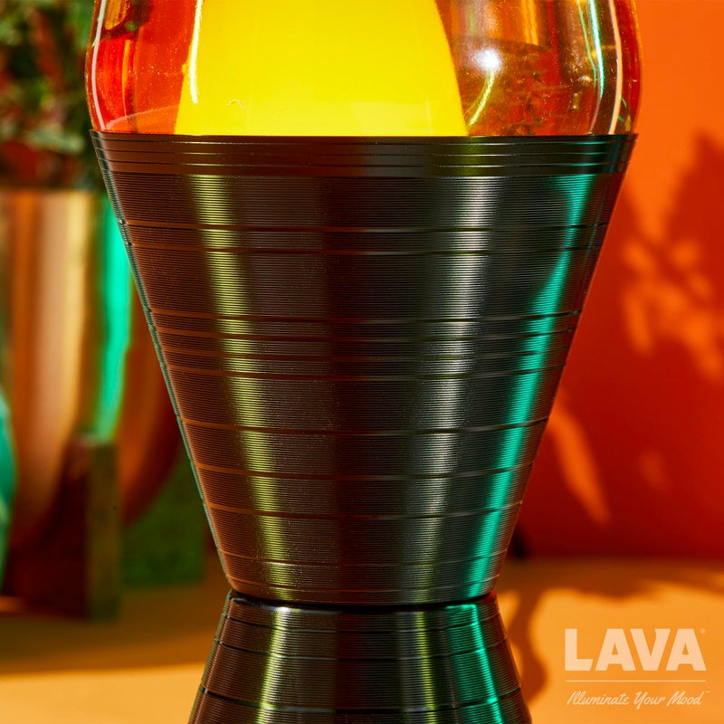 LavaÂ® Lamp - 14.5'' Vinyl Record Grooved Base - The Original Motion Light - Yellow Wax and Orange Liquid - Item #2017 - Image 2