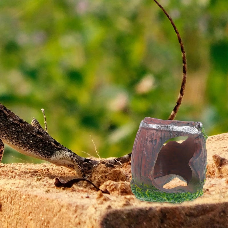 Artibetter Small Animal Hideout Cave and Reptile Spider Shelter Aquarium Decor Abs Broken Barrel Habitat for Lizards Shrimps and Small Pets - Image 5