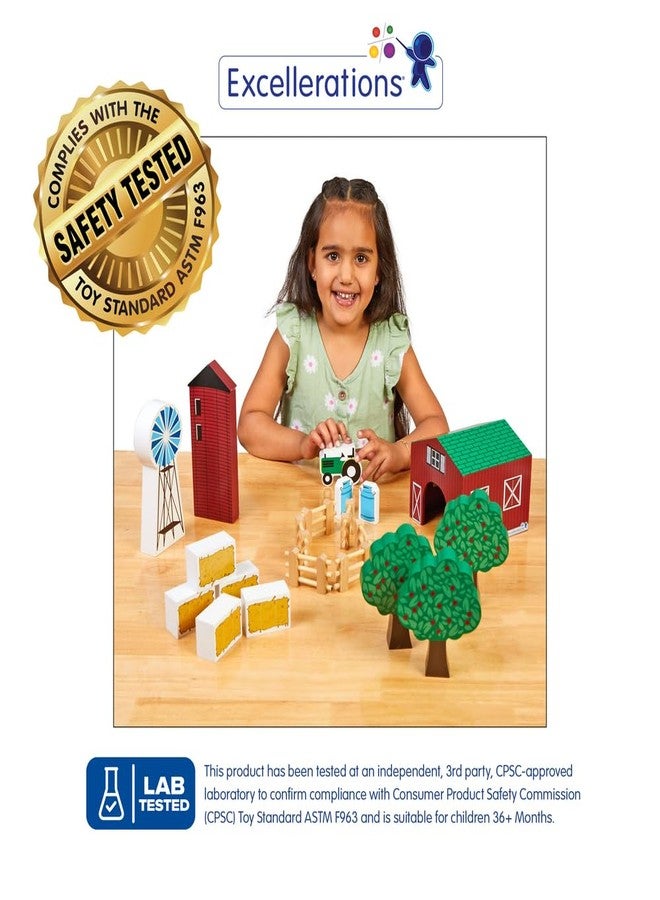 Excellerations Farm Block Play Set, 25 Pieces, Gift, Role-Play, Preschool Educational Toy, Ages 3 Years and Up (Item # Farmer) - Image 2