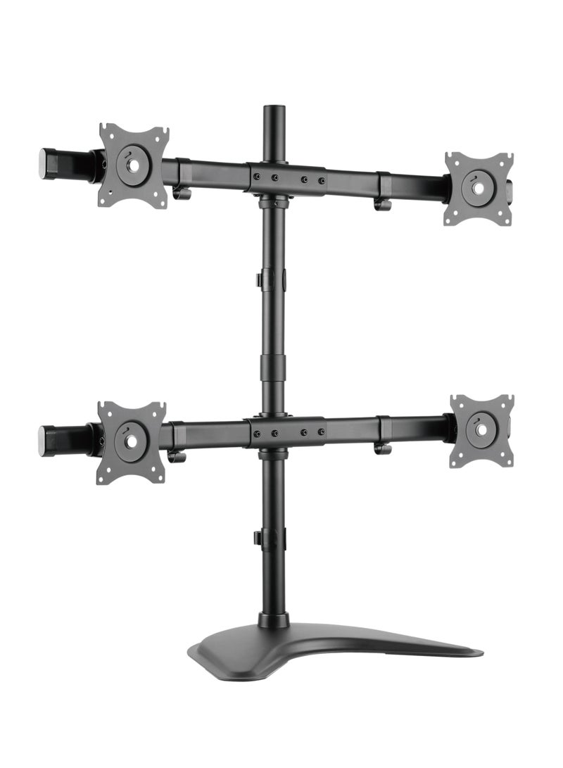 Skill Tech Skilltech SH T048 Quad 4 Monitor Freestanding Desk Stand for 13"-27" Screens | Heavy-Duty 8kg/Screen Capacity | Full Motion Tilt/Rotate | 818mm Pole - Image 1