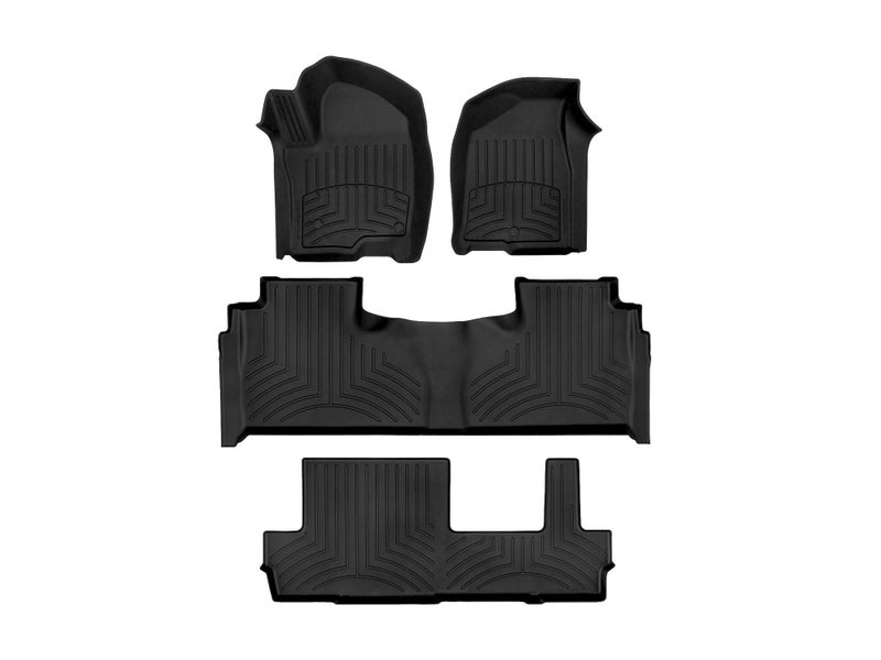 WeatherTech سجاد أرضي WeatherTech FloorLiner HP مخصص لسيارات Suburban و Yukon XL و Escalade ESV و Escalade-V ESV (مقاعد الصف الثاني بنمط مقعدي) - مجموعة كاملة (441632-1-2-6IM) ، أسود - Image 1