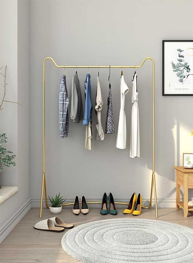 رَوَائِد حامل ملابس معدني واقف بلون ذهبي 80×40×160 سم، ستاند تعليق ملابس عصري لغرفة النوم أو المدخل، منظم ملابس موفر للمساحة لتعليق العبايات والملابس والحقائب - Image 2