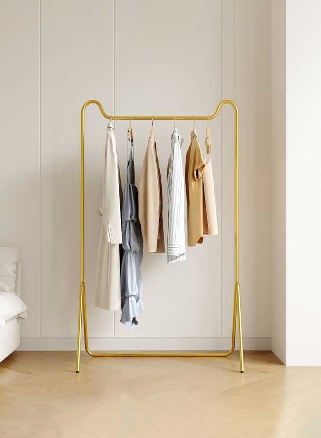 رَوَائِد حامل ملابس معدني واقف بلون ذهبي 80×40×160 سم، ستاند تعليق ملابس عصري لغرفة النوم أو المدخل، منظم ملابس موفر للمساحة لتعليق العبايات والملابس والحقائب - Image 3