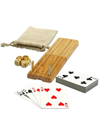 WE Games Cribbage Board Game Set, Travel Crib Board with Storage Slot and Drawstring Bag for Card Storage, Foldable 2 Track Cribbage Board with Cards, Metal Pegs and Dice, Mini Board Games - pzsku/ZC13DD3CCA431E7564F05Z/45/1745581472/fb2a56e8-ff3a-405a-9d68-b23c4771f499