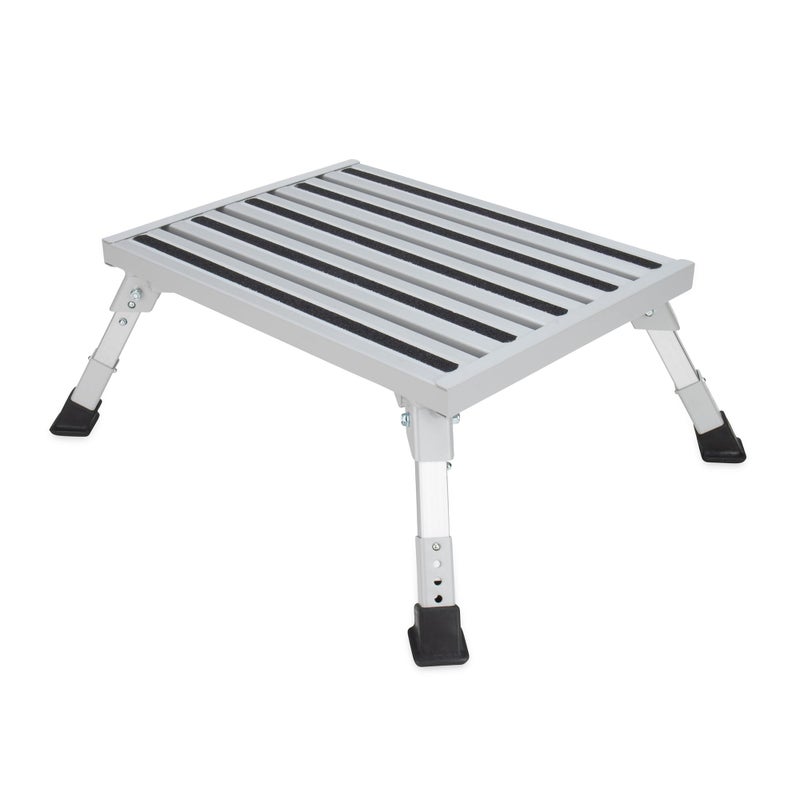 Camco Folding Aluminum Step Stool Adjustable Height for RV and Trailers Silver Lightweight Foldable and HeavyDuty Stepping Platform for Home and Camping - Image 3