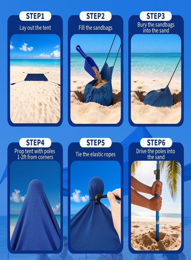 خيمة شاطئية من كراون شيدز، مقاس 10x10، مظلة شمسية، 4 أعمدة، لون أزرق داكن - Image 5