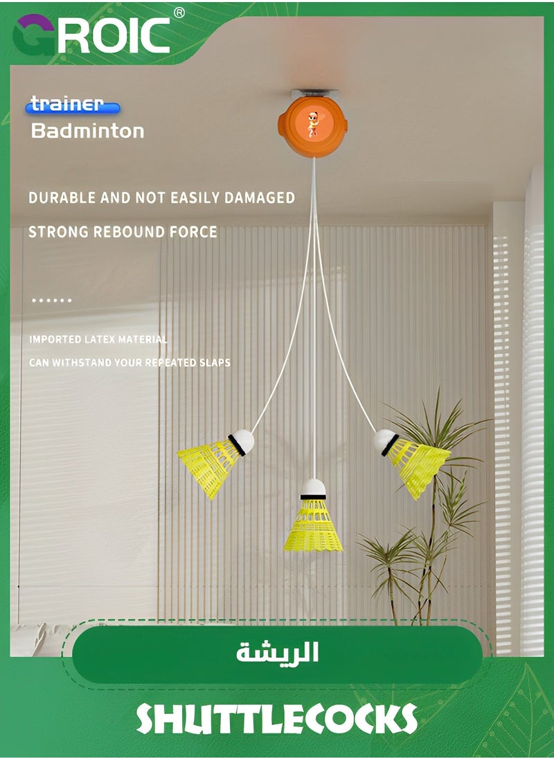GROIC - Badminton Shuttlecocks,Badminton Self Training Tool (6 Balls & 1 Trainer), Badminton Self Practice Trainer Aid, Badminton Single-Player Rebound Trainer, Portable Badminton Set for Indoor - Image 1