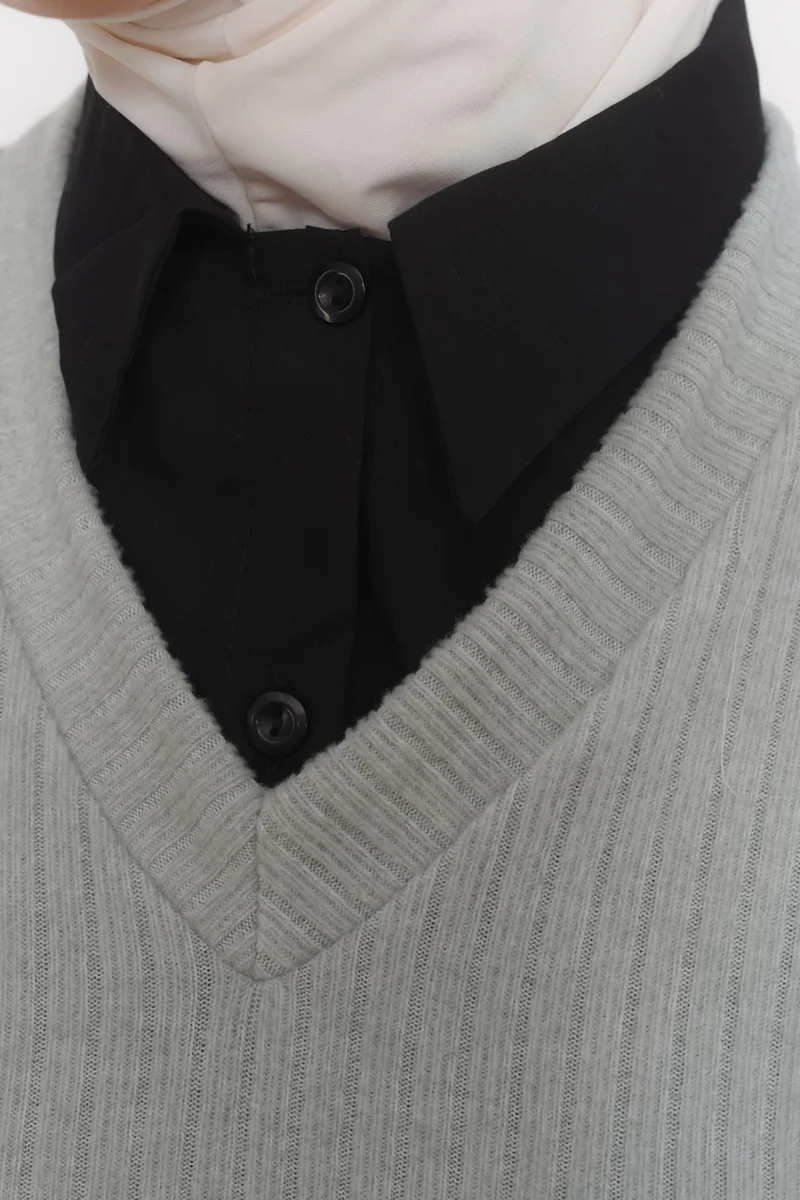 التوبة Women's Plain Shirt Collar Ready-made Hijab Inner Neck Collar - Black