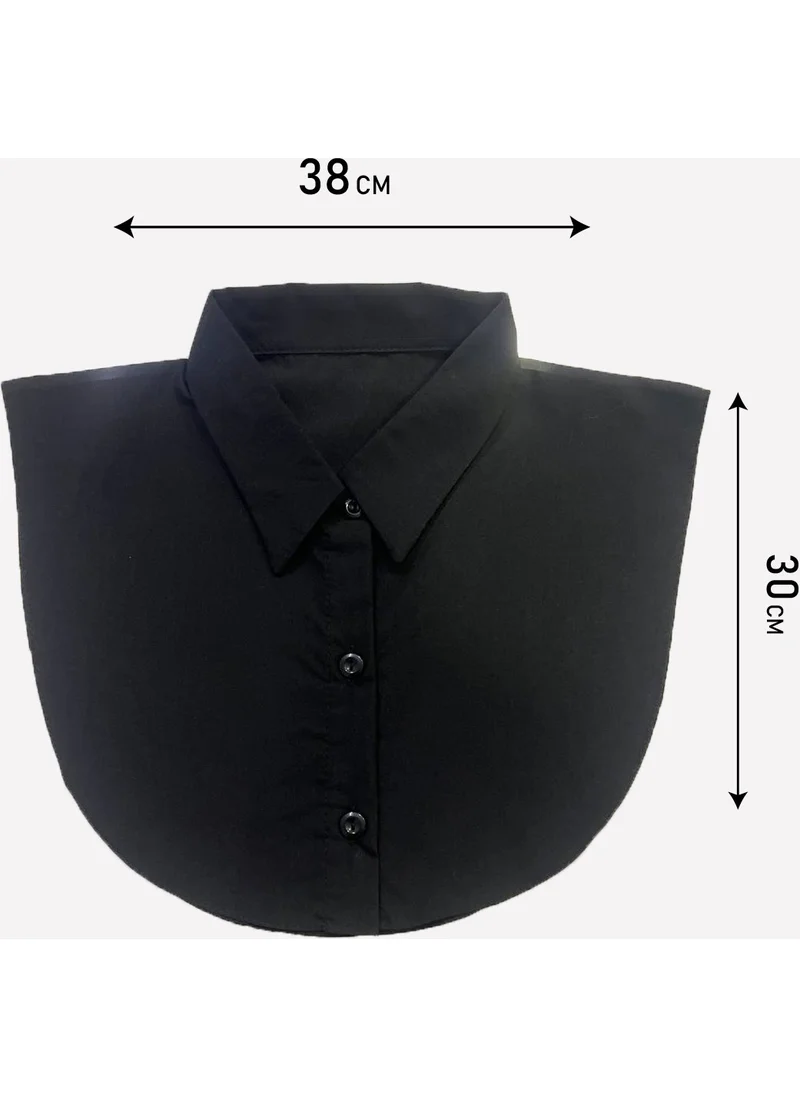 التوبة Women's Plain Shirt Collar Ready-made Hijab Inner Neck Collar - Black