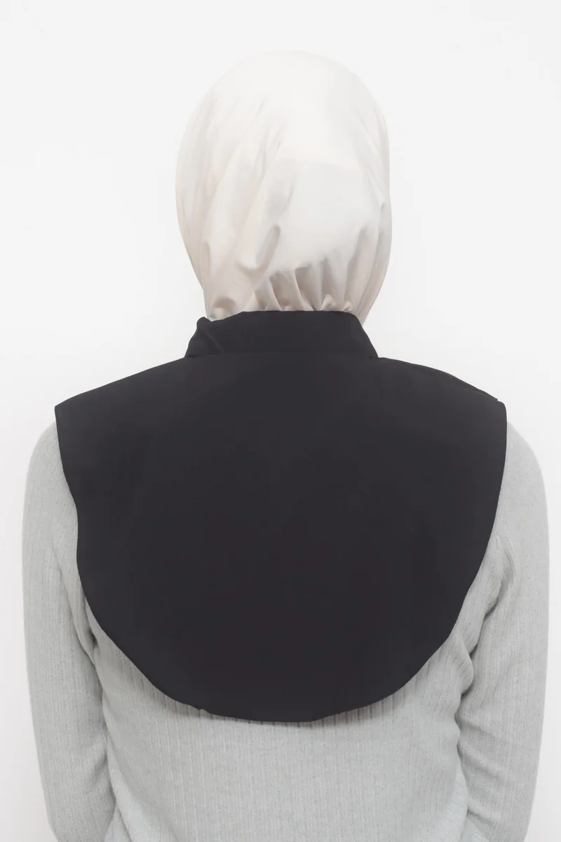 التوبة Women's Plain Shirt Collar Ready-made Hijab Inner Neck Collar - Black