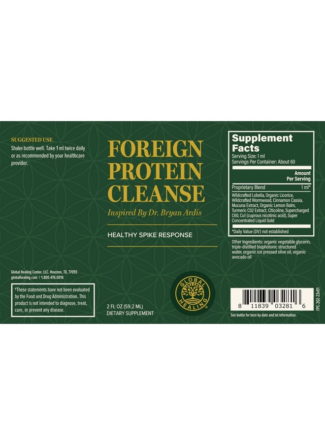 global healing center - Global Healing Foreign Protein Cleanse (Spike Protein Detox) - Spike Support Formula with Nattokinase Supplement Alternatives (Wormwood) - Helps Detox Spike Proteins for Immune Support - 2 Fl Oz - Image 1