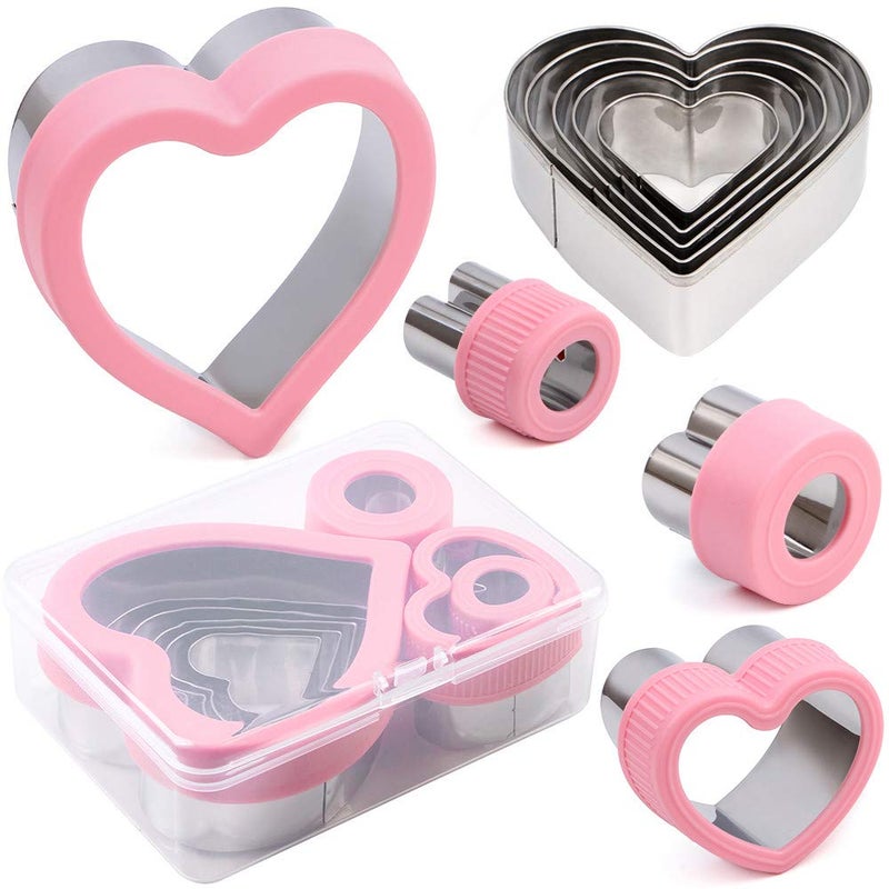 BakingWorld Heart Cookie Cutter Set9 Piece Heart Shapes Stainless Steel Cookie Cutters Mold for Cakes Biscuits and Sandwiches098145157196204232275318374 Assorted Sizes