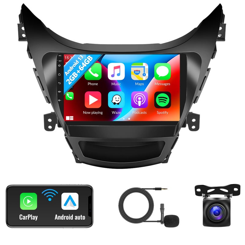 SIXWIN 2G64G Android Car Stereo for Hyundai Elantra 2011 2012 2013 Radio with Wireless Apple Carplay Android Auto Bluetooth 9 inch Touchscreen with GPS Navigation WiFi HiFi FM RDS Backup Camera MIC - Image 2