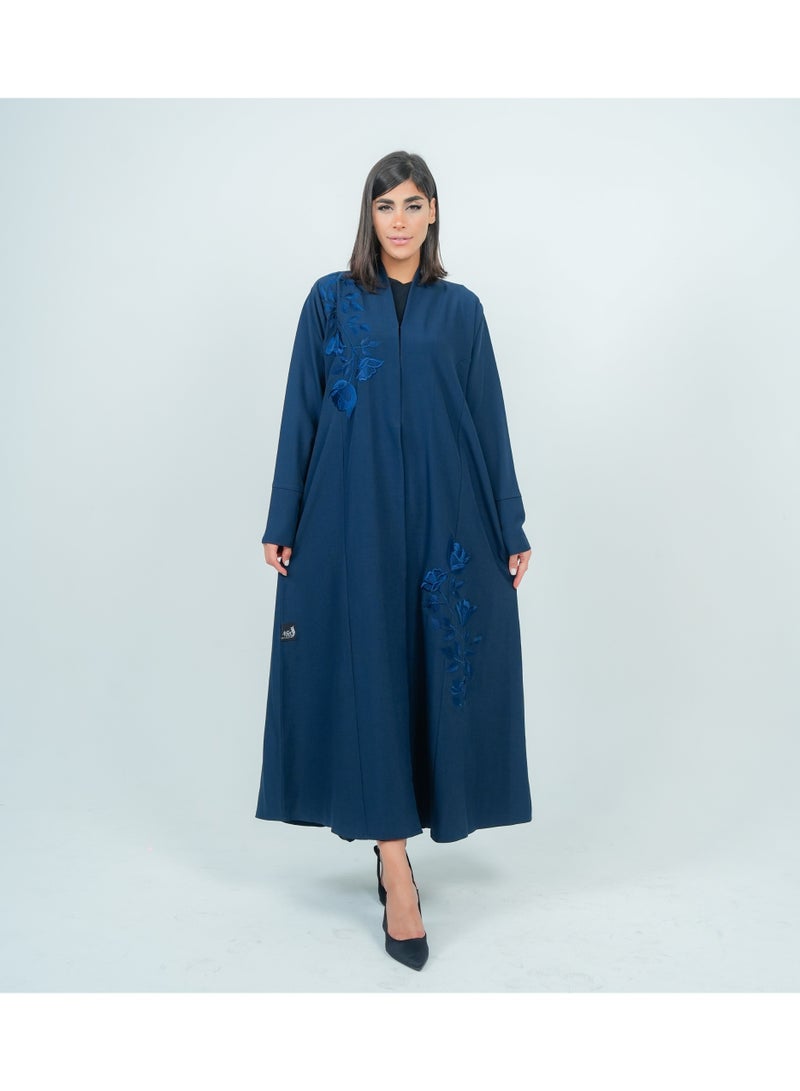 Rosette Abaya Embellishment Abaya with Embroidery Flowers design - Image 1