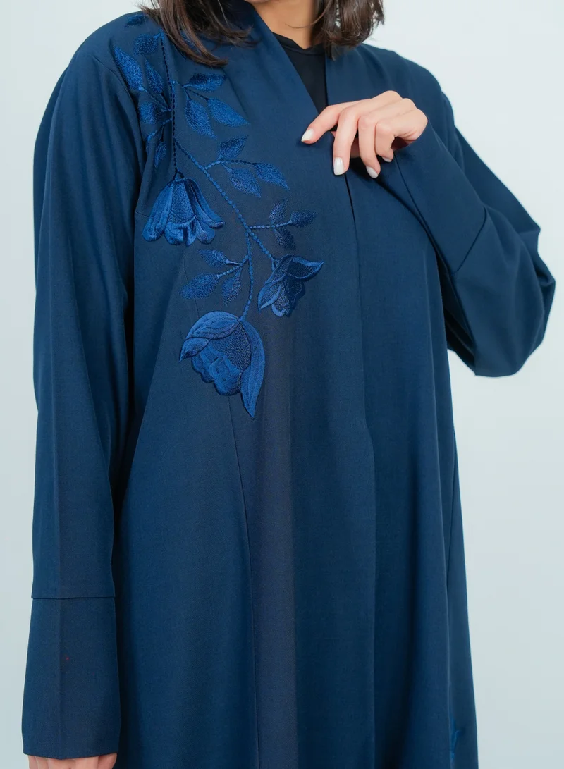 Rosette Abaya Embellishment Abaya with Embroidery Flowers design