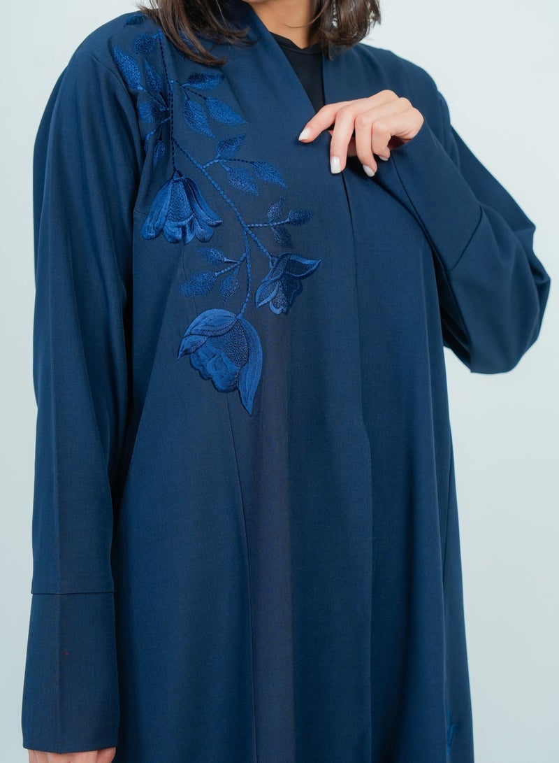 روزيت عباية عباية مزينة بتطريز على شكل زهور - Image 2