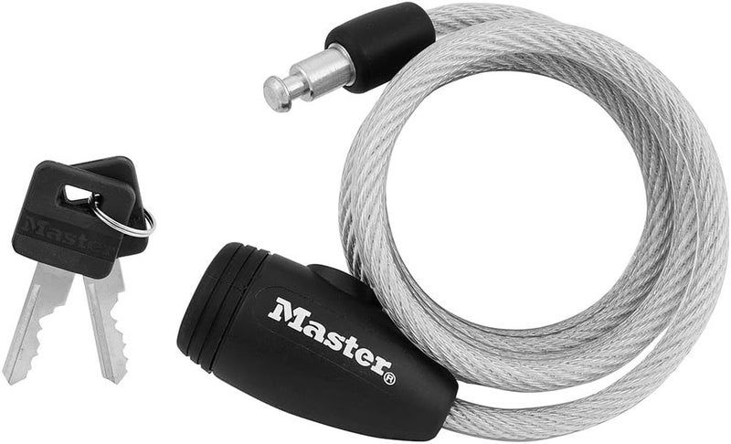 MasterLock 8109D Compact Bike Lock Cable, Silver, 5-Foot X 5/16-inch, Gray - Image 1