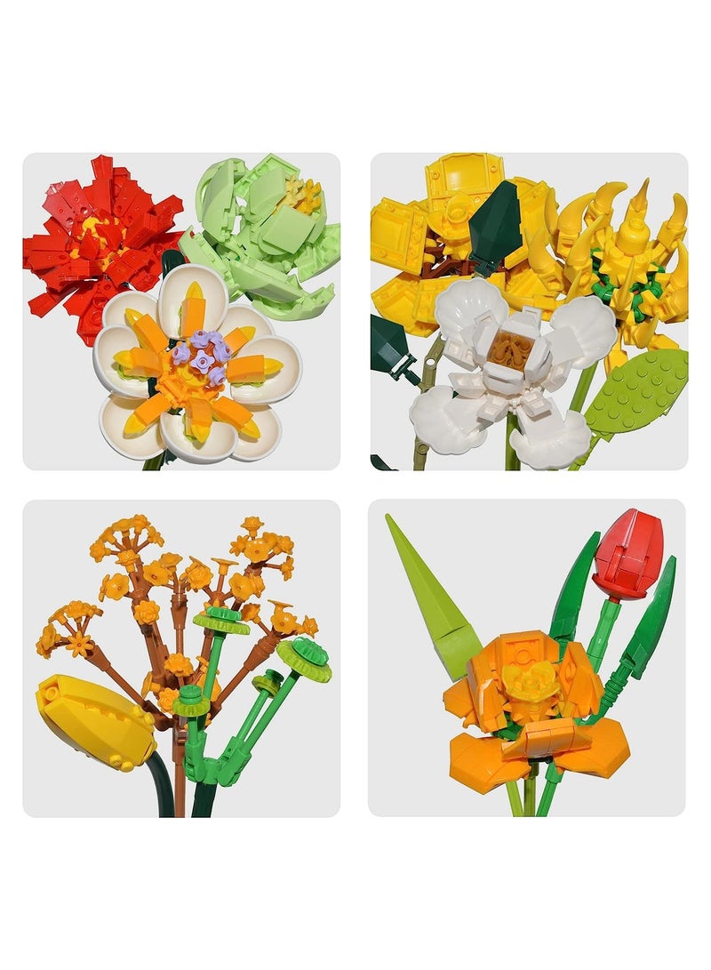 KASTWAVE Flower Bouquet Building Kit Artificial Flower Building Blocks Decorative Creative Home Accessories Botanical Collection Set for Adults Not Compatible With LEGO 827 PCS - Image 3