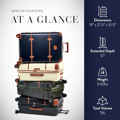 Bric's Bellagio 3.0 Spinner Trunk- Luxury Hardshell Check In Luggage with Large Wheels, Telescopic Handle, Leather Detailing - Expandable Rolling Suitcase - 27", Blue - Image 5