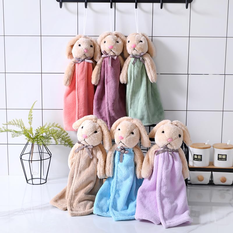CLUZE Super Soft Rabbit Hanging Hand Towel for Kitchen and Bathroom Absorbent Thick Coral Velvet Hand Towels with Hanging Loop Fast Drying Microfiber (Pack of 1) (Green) - Image 4