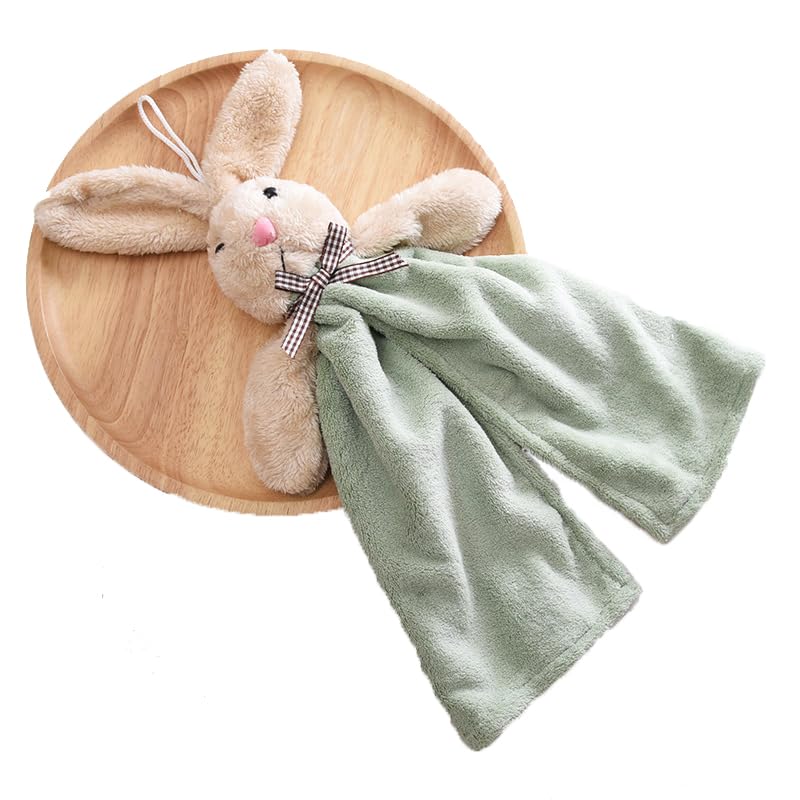 CLUZE Super Soft Rabbit Hanging Hand Towel for Kitchen and Bathroom Absorbent Thick Coral Velvet Hand Towels with Hanging Loop Fast Drying Microfiber (Pack of 1) (Green) - Image 3
